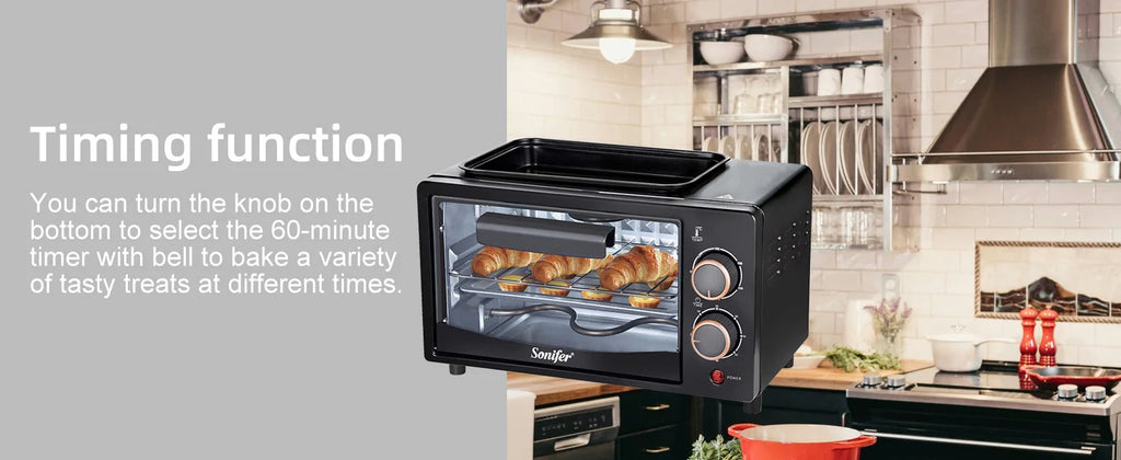 Electric Oven SF-4048A 700W 7L Mini Toaster Oven with Grill Plate Timer Multifunction Baking Cooker for Home Kitchen