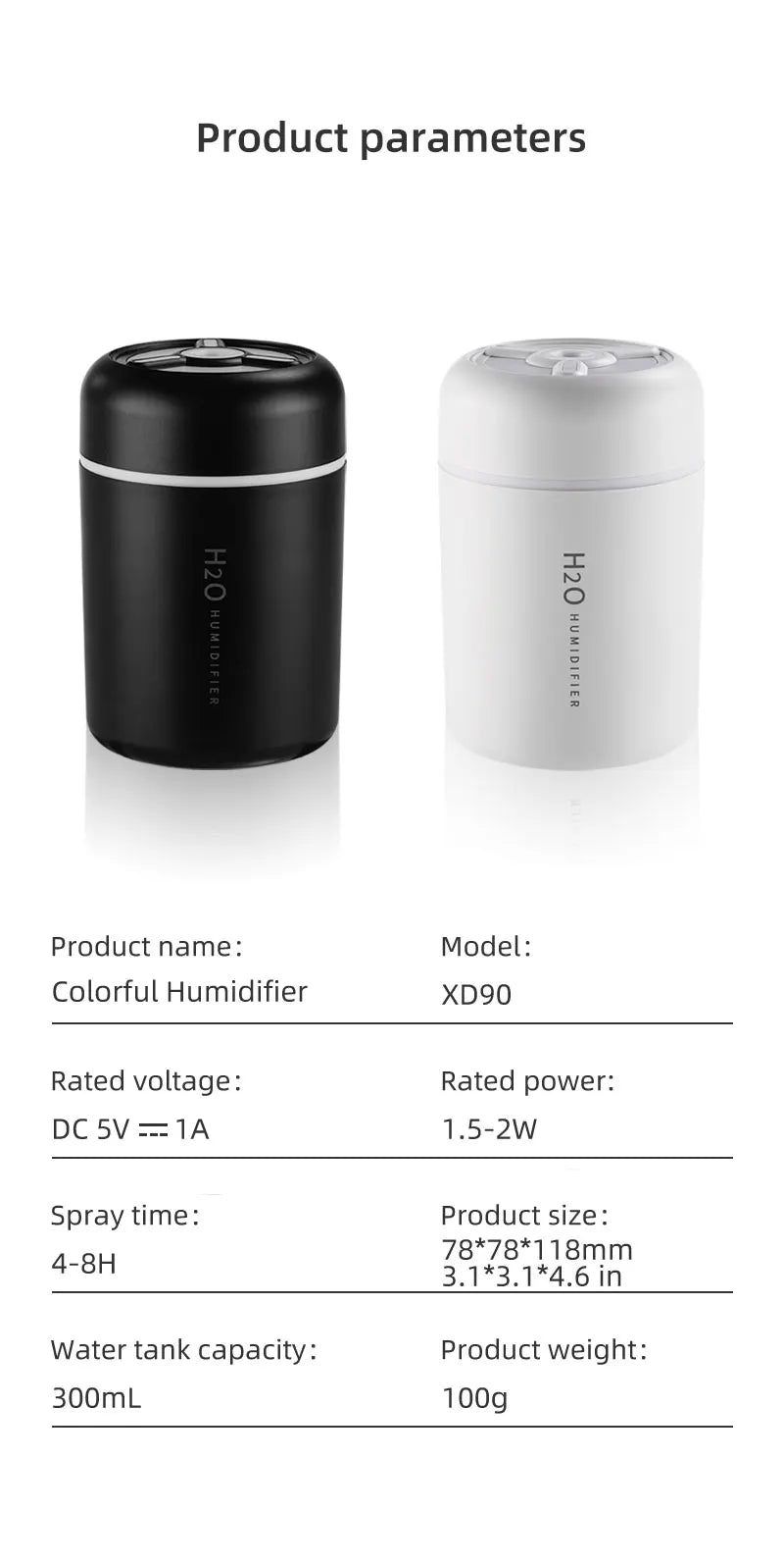 2025 New Portable Colorful Humidifier for Car Home USB Mini Air Humidifier with LED Night Light Silent Ultrasonic Humidifier