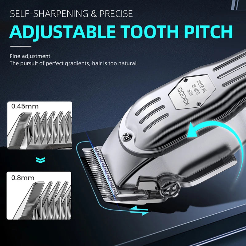 KIKIDO 2 IN 1 Hair Clipper Professional Hair Cutting Machine Rechargeable Barber Hair Trimmer Cordless Haircut Clipper for Men