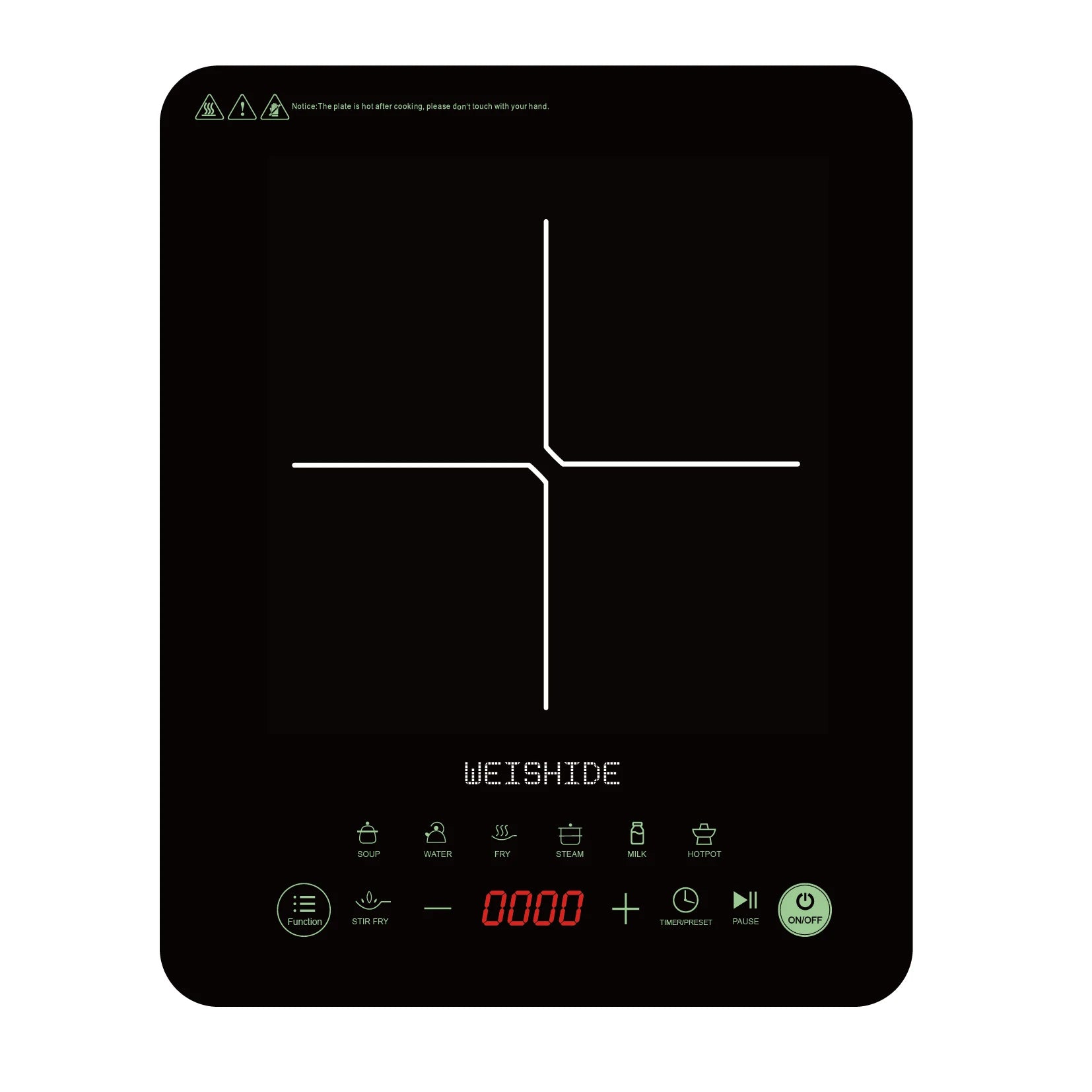 Multifunction Induction Cooker Ceramic 1200W-1800W Portable Electric Cooktop Preset Temperature Stir-Fry Timer Preset Child Lock