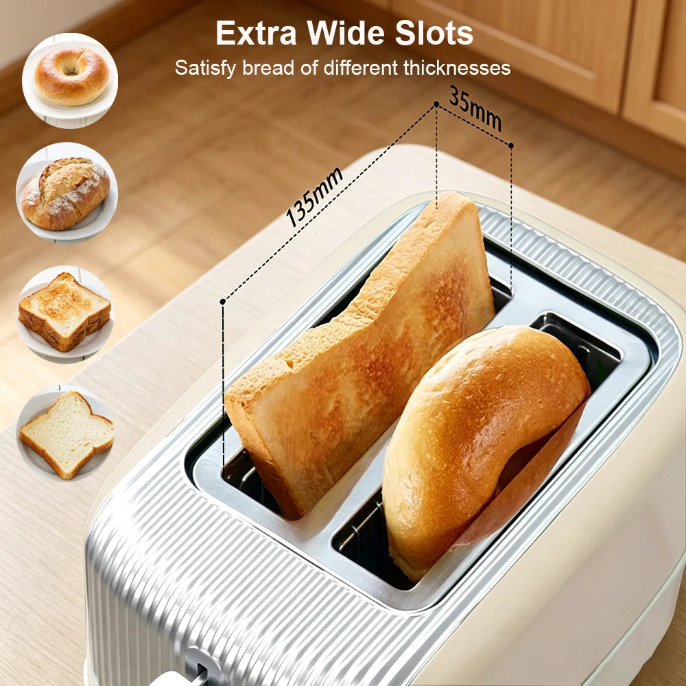 2-Slot Toaster 7 Browning Levels Home Extra Wide Slot Toaster with Reheat, Defrost and Cancel Includes a Detachable Crumb Tray