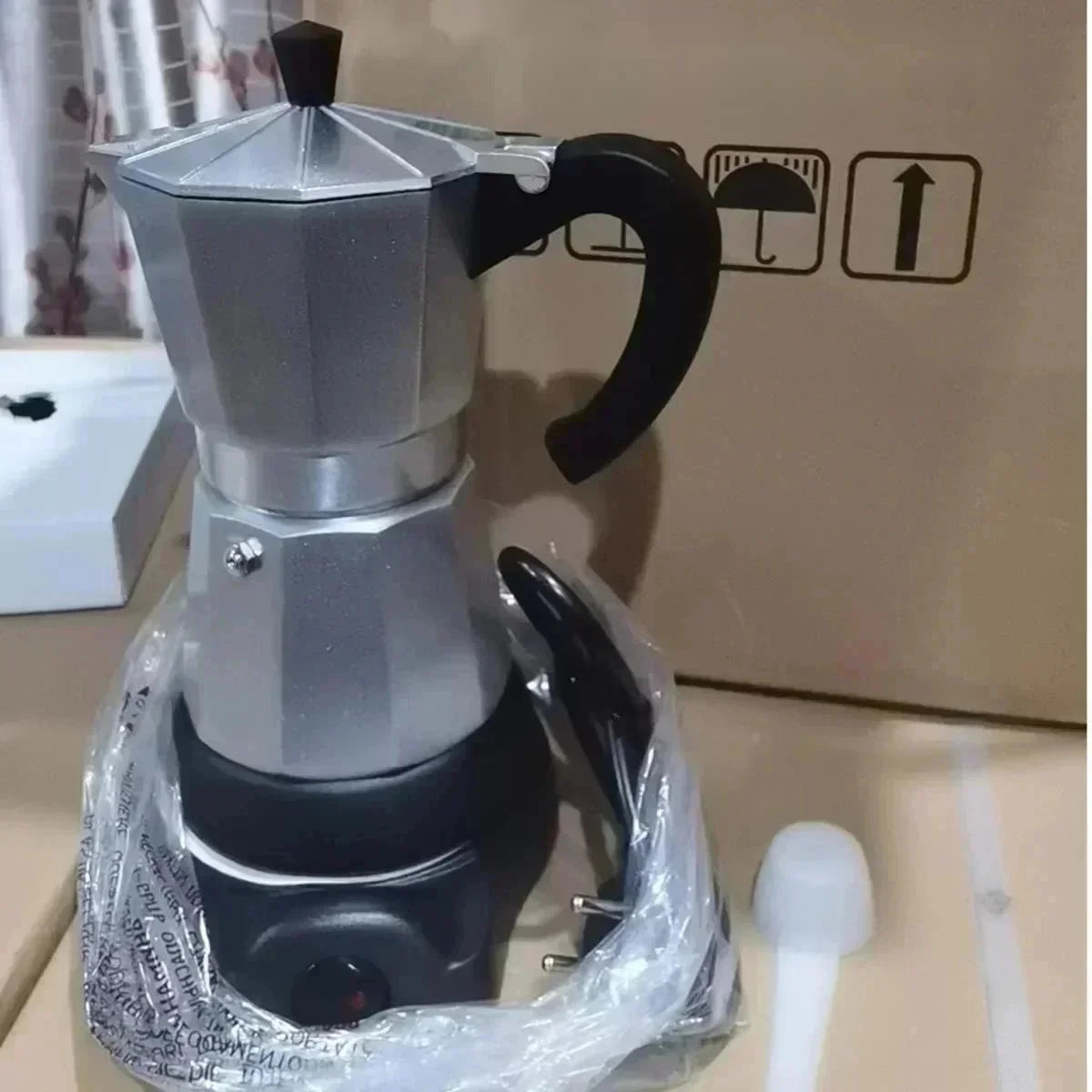 220V 300ml Aluminum Electric Mocha Pot Italian Style EU Plug-in Coffee Maker For Household Fast Convenient Electric Coffee Pot