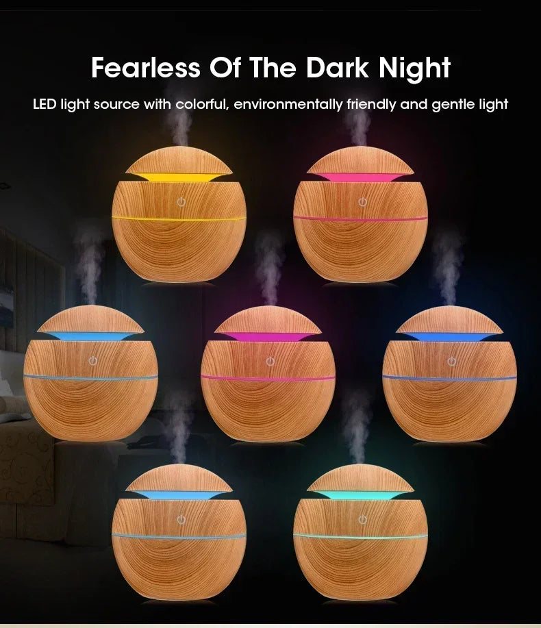 USB Ultrasonic Cool Mist Sprayer Essential Oil Fragrance Mini Home Wood Grain Air Humidifier Electric Air Aroma Diffuser Purifie