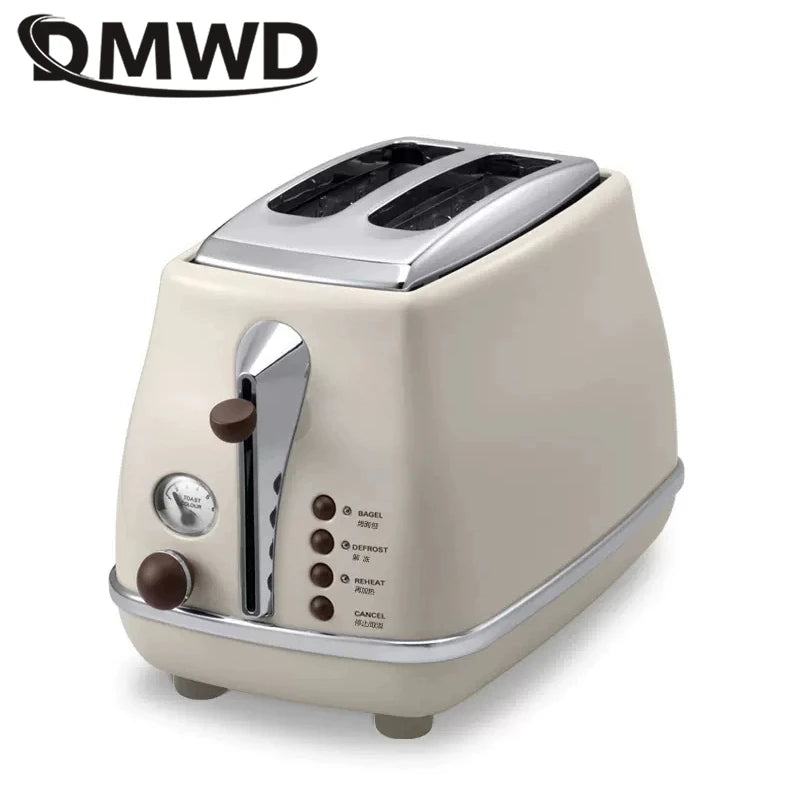 Retro Type Electric Toaster With lid 6 Gear Stainless steel Bagel Bread Oven Sandwich baking tray Defrost Reheat Breakfast Maker