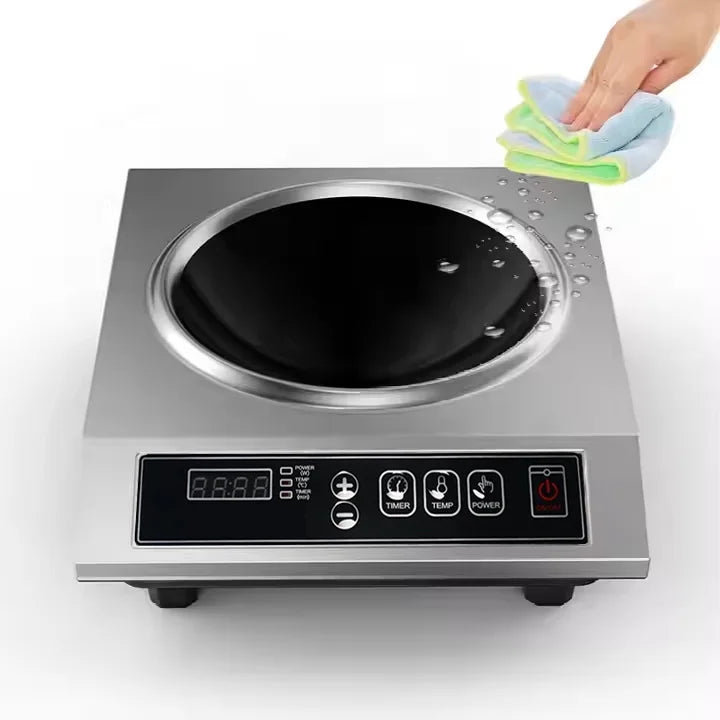 3500W Concave Flat Commercial Electric Induction Cooker Portable Stainless Steel Large High Power Restaurant Cooktop Hob