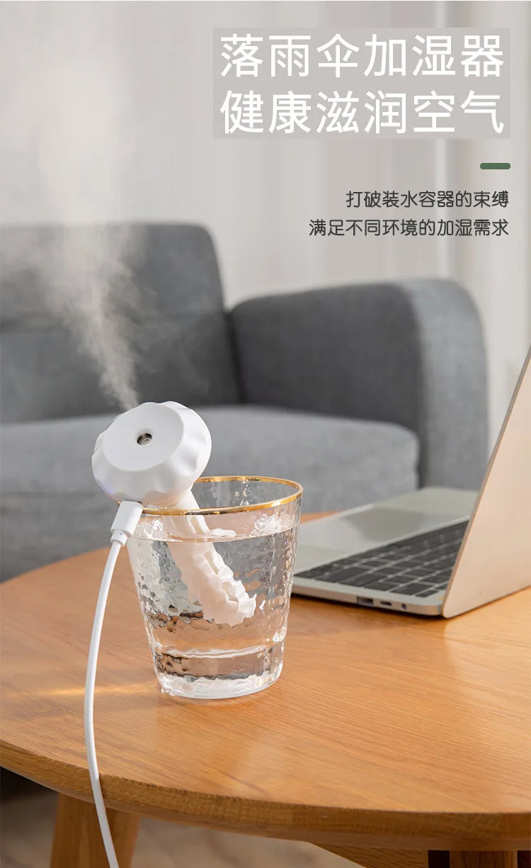 USB Mini Ultrasonic H2O Air Humidifier LED Lamp USB Water Bottler Cup Car Purifier Anion Mist Maker with Cool Light for Office