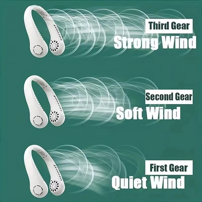 Fan Long Battery Neck Portable No Bladeless Hanging Neck Rechargeable Air Cooler 3 Speed Mini Summer Sport Fan