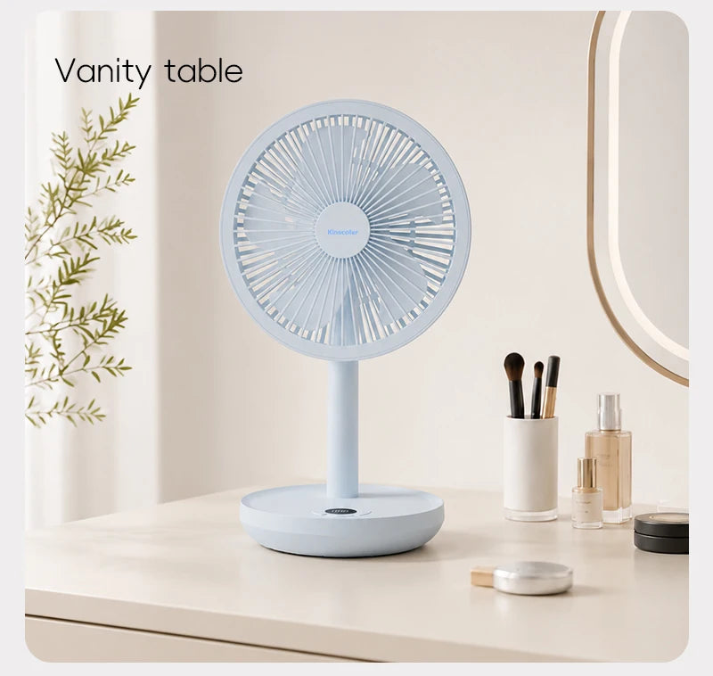 KINSCOTER Smart Oscillating Desk Fan 4000mAh USB Angle Adjustable Silent Rechargeable Fan 5 Wind Speeds for Home/Office/Gift