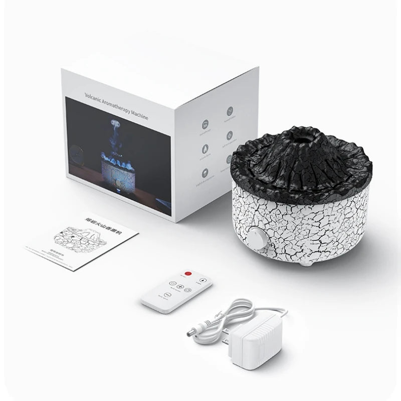 Volcano Aromatherapy Diffuser Smoke Ring Ultrasonic Air Humidifier with Flame Lamp Remote Control Essential Oil Aroma Diffuser
