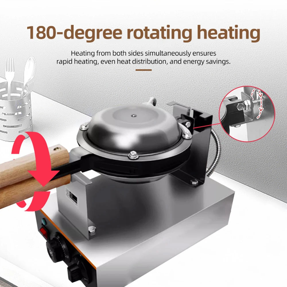 DIVEDEER Commercial Waffle Maker 1400W Stainless Steel Waffle Maker with 180° Rotating Dual Baking Plates and Wooden Handle