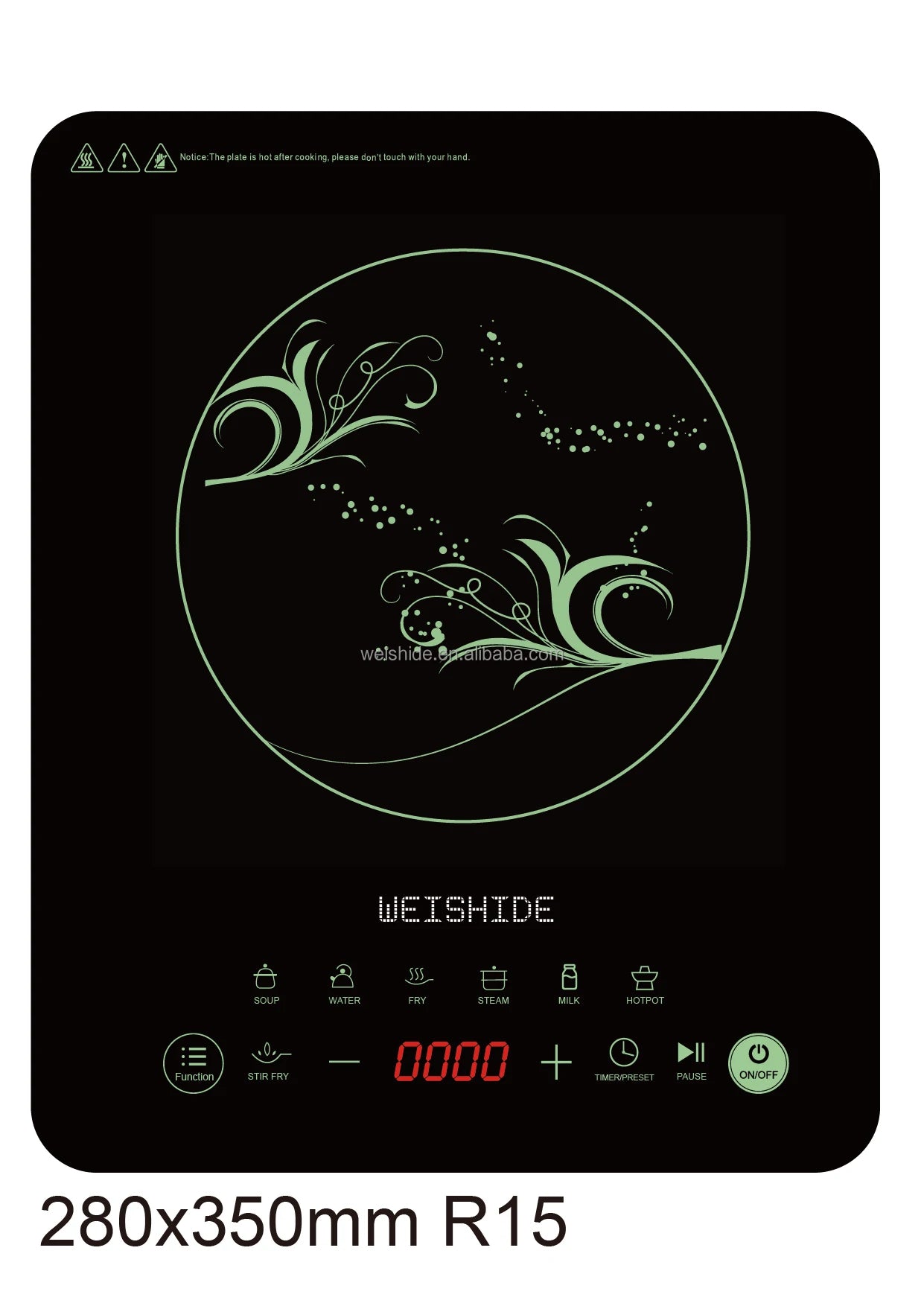 Multifunction Induction Cooker Ceramic 1200W-1800W Portable Electric Cooktop Preset Temperature Stir-Fry Timer Preset Child Lock