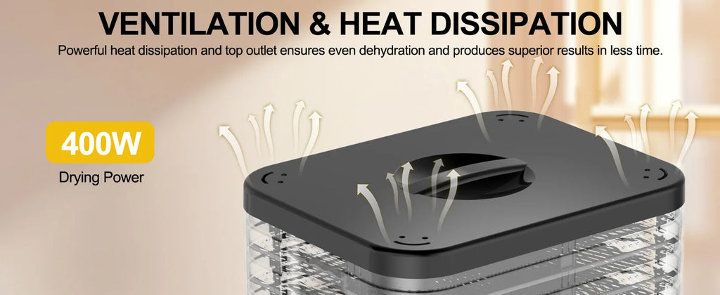 Electric Mini High Efficiency 400W Fruit and Vegetable Food Dehydrator with Plastic Housing for Household Meat and Pet Drying