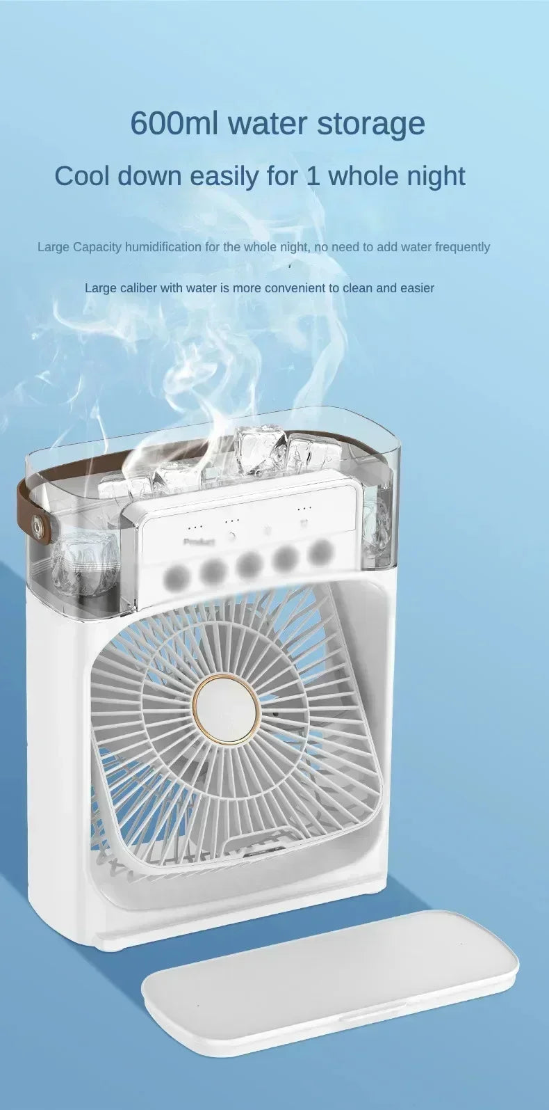 Lenovo 5 Holes Air Conditioner Fan USB Air Cooler Humidifier Water Portable Mist Spray LED Night Light Desktop Cooling Fan 2026