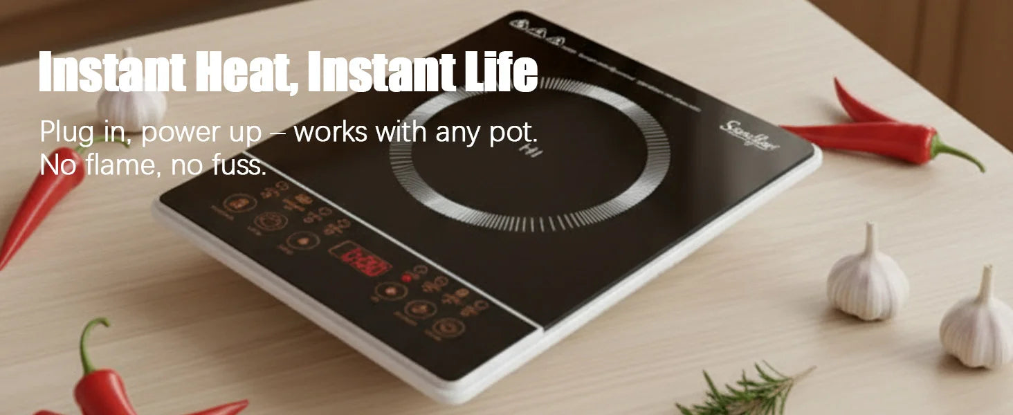 Portable Induction Cooker Sonifer SF-3057 1400W Electric Stove Single Heating Plate Multiple Programs Timer Kitchen