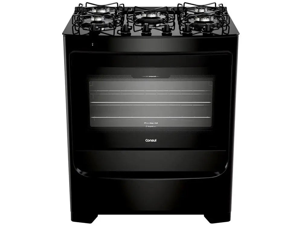 Consul 5-Burner Black Stove CFS5VBE-Dual Voltage