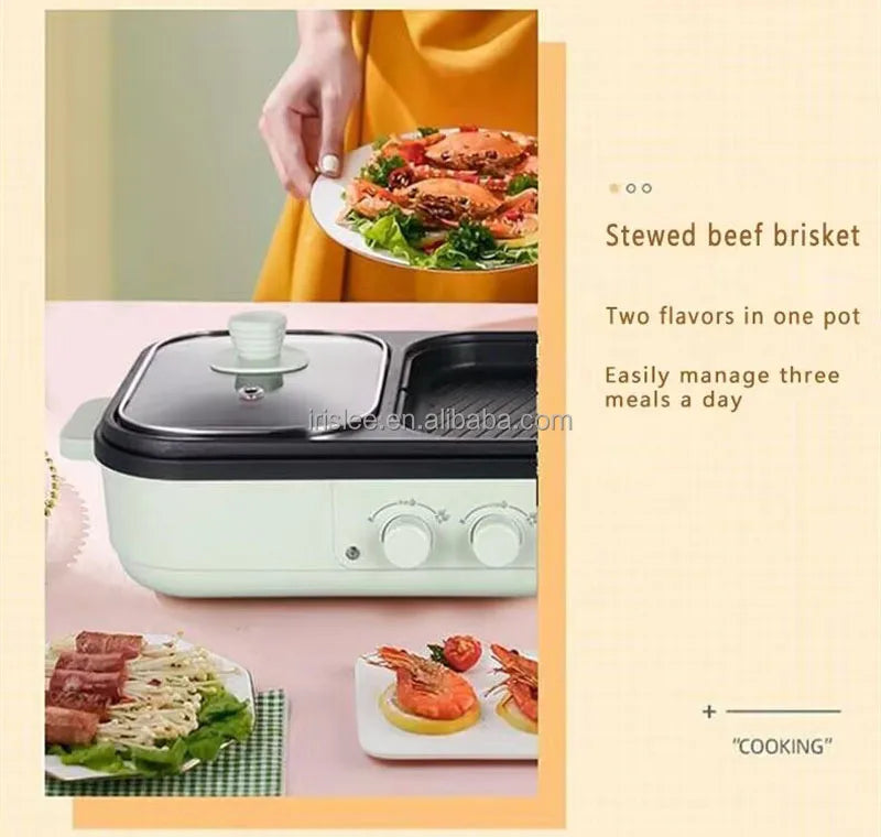 High Quality 2 in 1 Barbecue Cooking Pot Multi Functional Frying Pan Electric Hot Pot