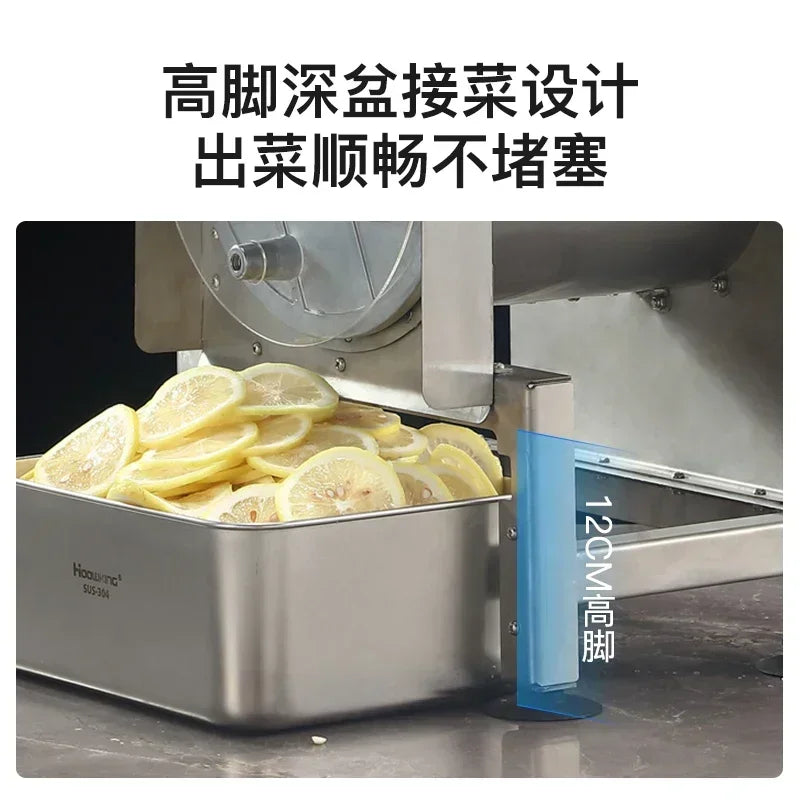 Commercial stainless steel electric slicer for cutting garlic and lemon slices, fruit slices and thin slices