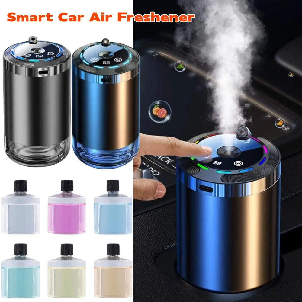 Smart Car Air Freshener Rechargeable Car Aroma Diffuser 5 Modes Adjustable Intelligent Fragrance Humidifier Auto Odor Eliminator