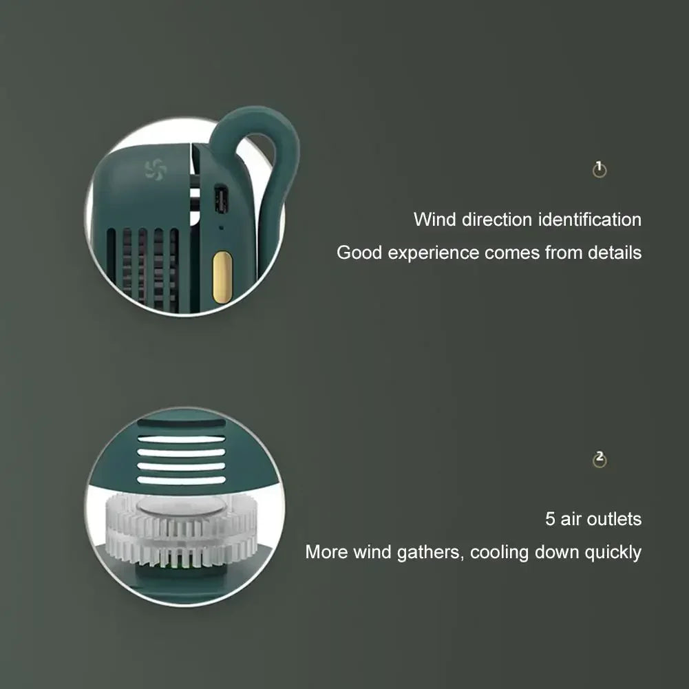 Portable Silent Fan Mini USB Rechargeable Bladeless Electric Clip-on Fan Adjustable 3-Speed Waist Fan For Outdoor Sports Office