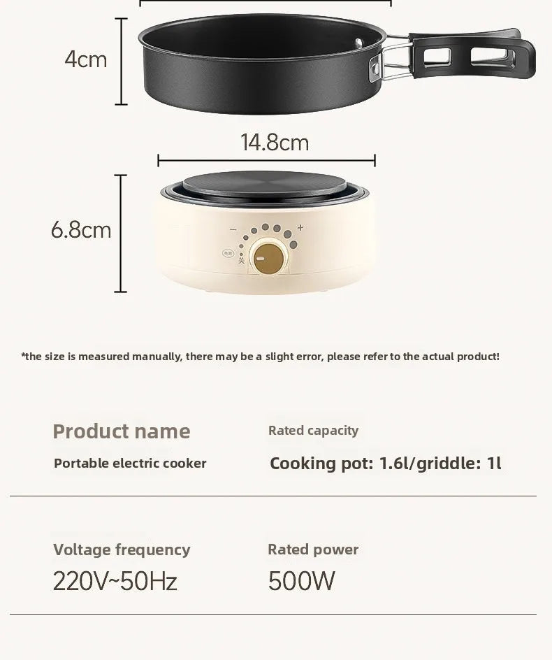 110V/220V Electric Cooker Portable Cooking Pot Foldable Hotpot 1.6L Multi cookers Split Type Rice Cooker Frying Pan Home Travel