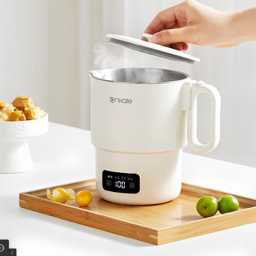 800ML Split-Type Foldable Electric Kettle Portable Travel Heating Cup with Adjustable Temperature 100V-240V Cooking Pot