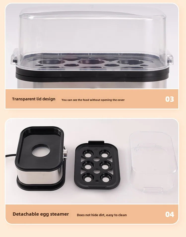 Egg Boiler and Steamer, Kitchen Appliance for Quick Boiling and Steaming Eggs, Mini Breakfast Maker,food Steaming Cooker