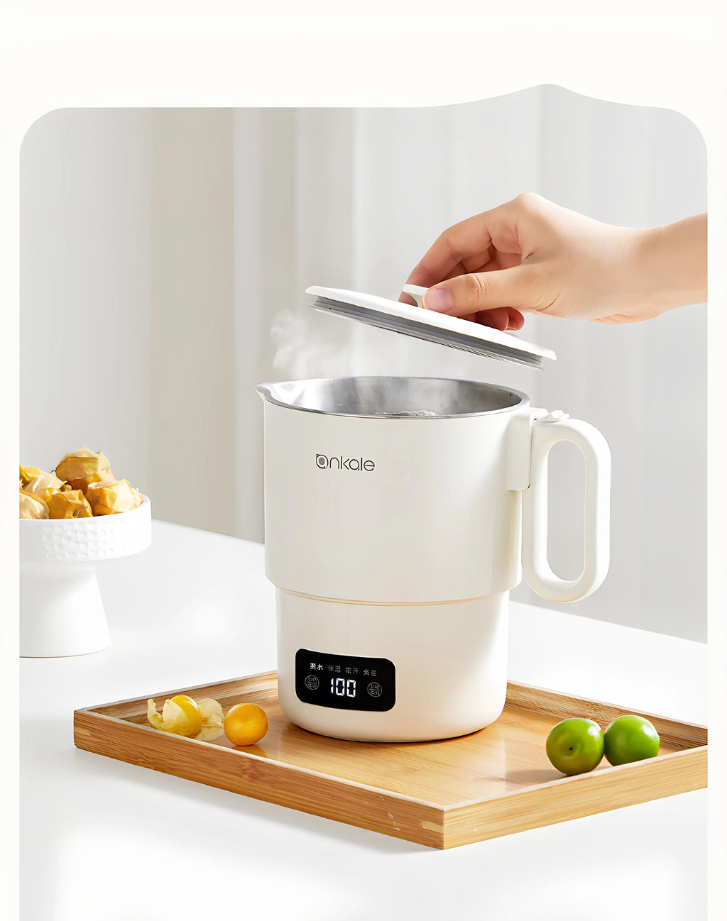 800ML Split-Type Foldable Electric Kettle Portable Travel Heating Cup with Adjustable Temperature 100V-240V Cooking Pot
