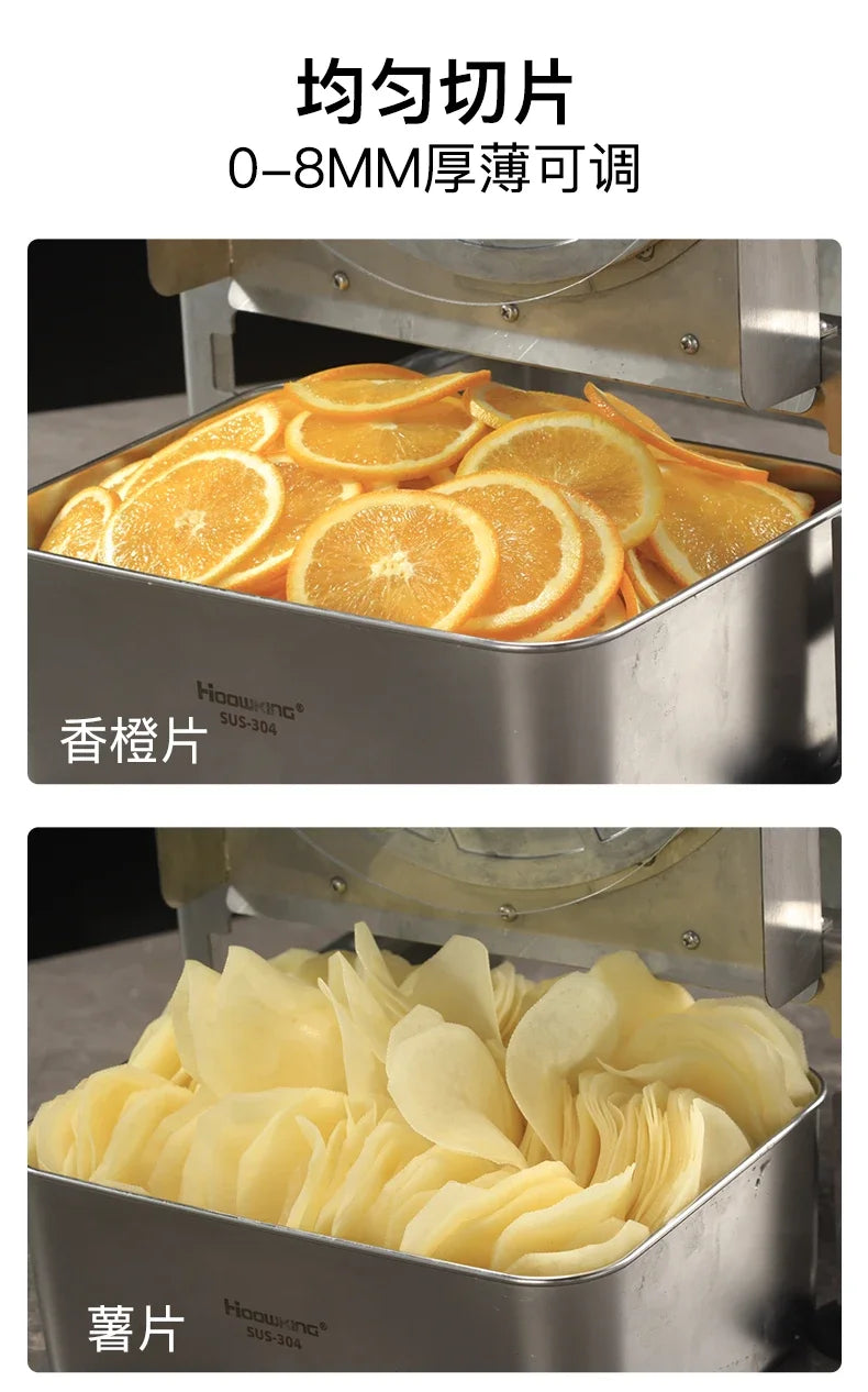 Commercial stainless steel electric slicer for cutting garlic and lemon slices, fruit slices and thin slices
