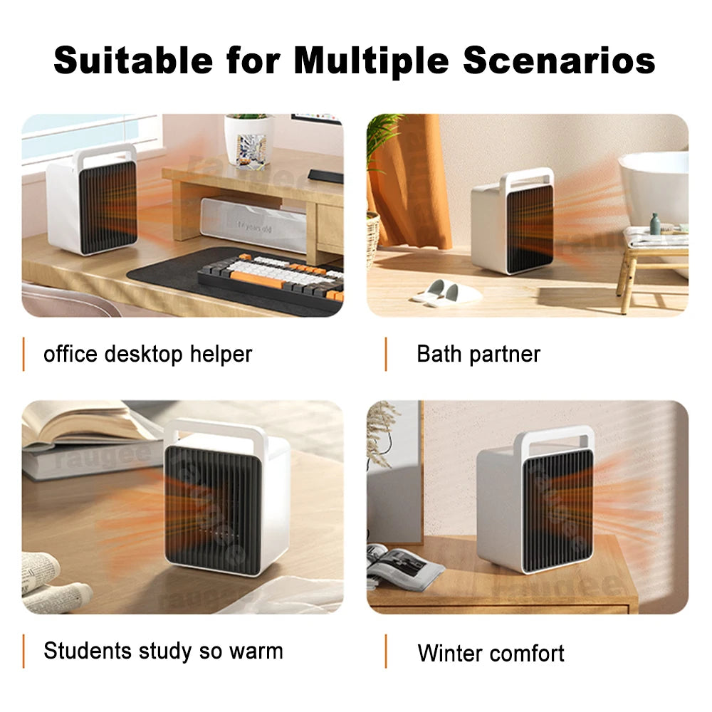 Mini Electric Heater For Room 600W PTC-Ceramic Fast Heating Portable Desk Fan Warmer Household Warm Air Bedroom Warming Machine