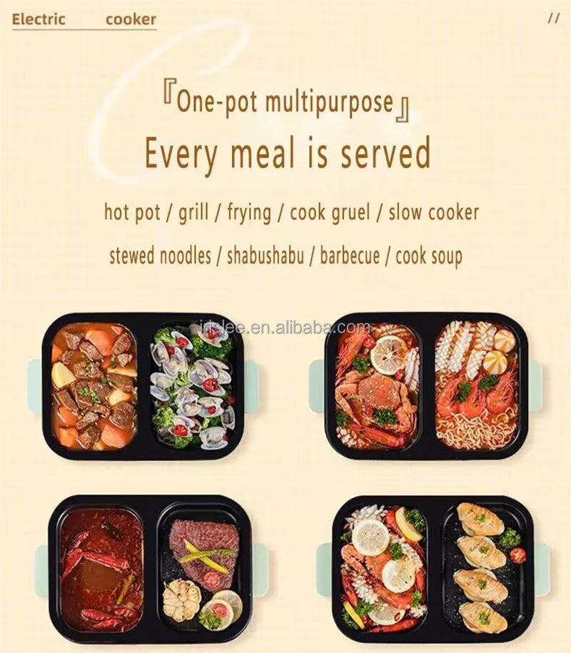 High Quality 2 in 1 Barbecue Cooking Pot Multi Functional Frying Pan Electric Hot Pot