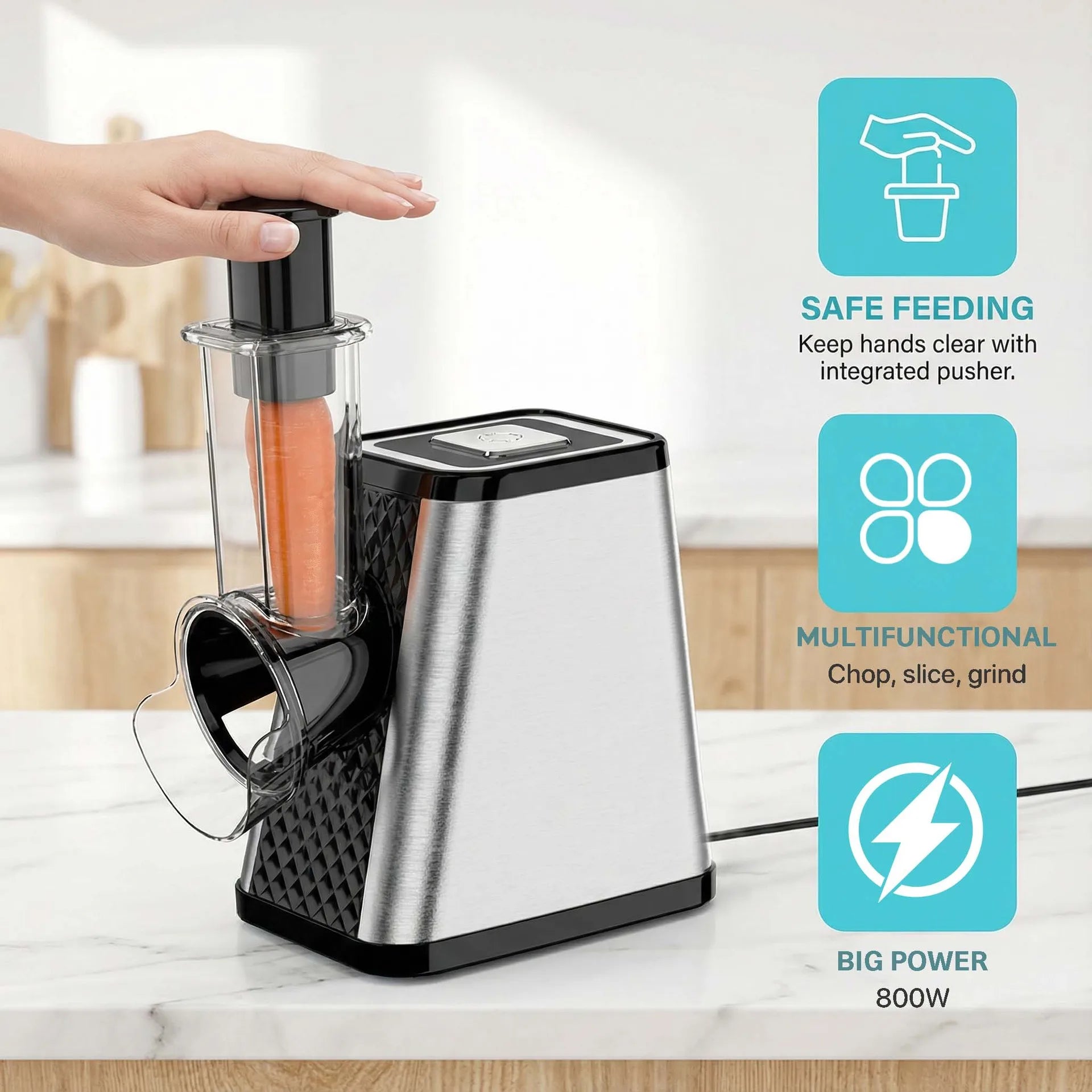 DIVEDEER Electric Vegetable Slicer and Cheese Grater 5-in-1 Multifunctional Slicer Shredder Dicer Grinder and Vegetable Cutter