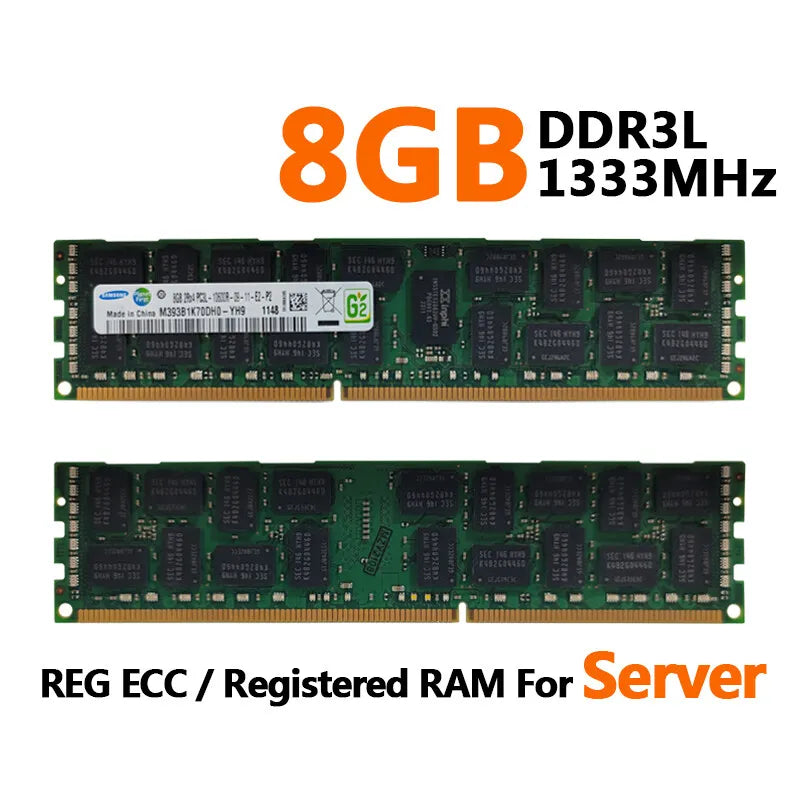 SAMSUNG Memoria DDR3L DDR3 4GB 8GB 16GB 1333 1600 1866MHz Server Memory PC3-12800R REG ECC RAM Registered Memory with Radiator