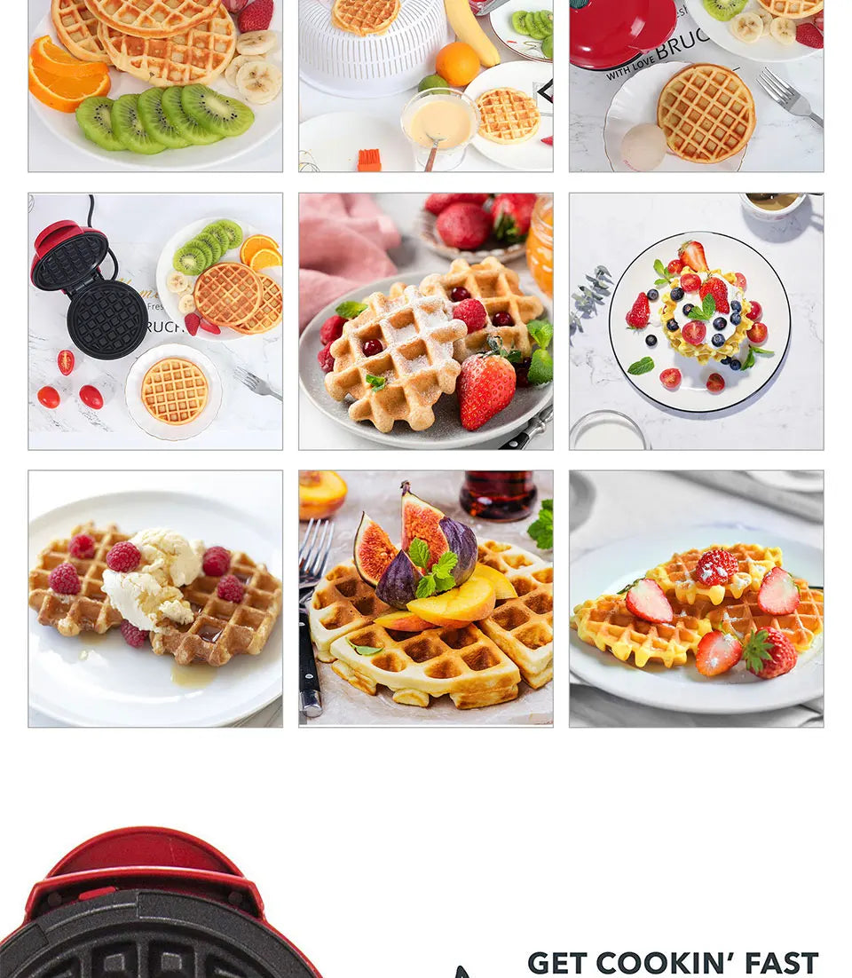 Mini Electric Waffle Maker 110V/220V Non-Stick Breakfast Machine for Home Kitchen Desserts and Fried Eggs