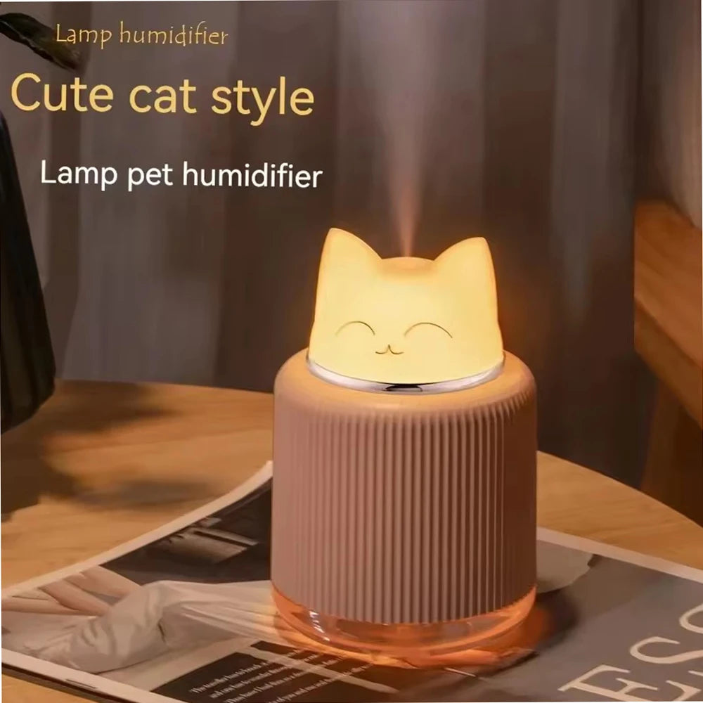 Mini Humidifier-Cute Cat Mist Humidifier for Kids Bedroom Small Ultrasonic humidifier for Home Car Office with USB 2 LED Colors