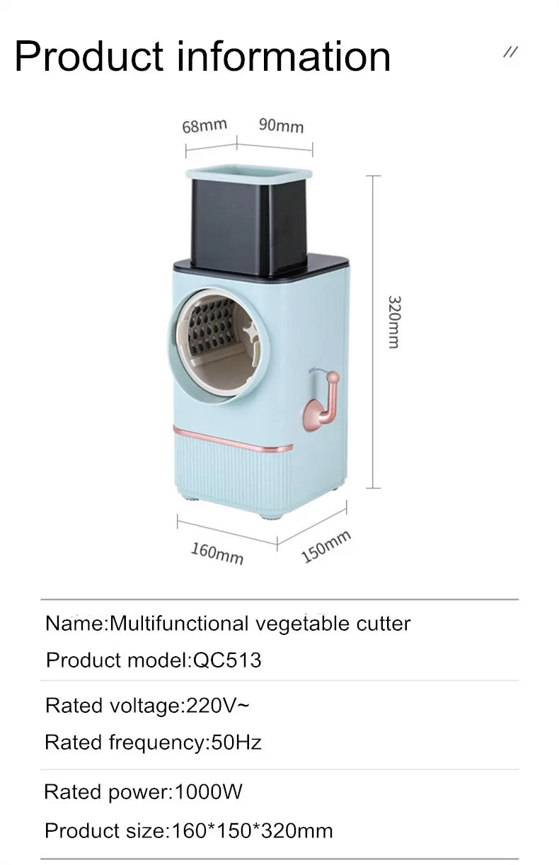 Electric Slicer Household Multifunctional Potato Chips Garlic Lotus Root Slices Cucumber Radish Shredding Vegetable Cutter