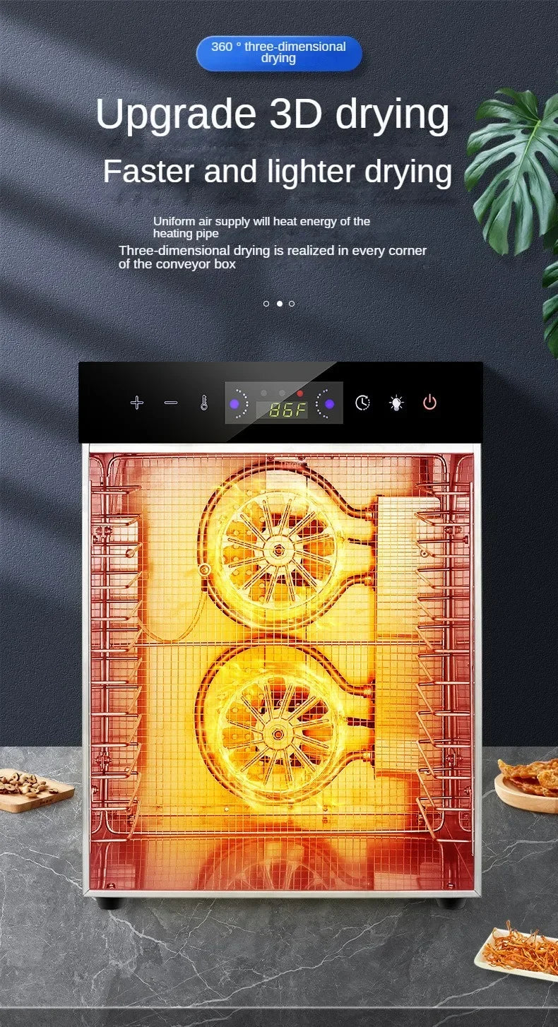 6/8/12/18 Layers Home Fruit Air Dryer Vegetable Snacks Meat Medicinal Materials Fruit Smart and Commercial Food Dehydrator