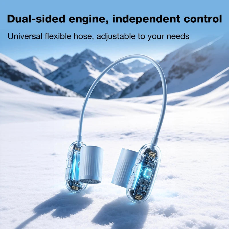 Independent Control Dual Motor Neck Hanging Fan Rotation Adjustment Direction, Strong 3-Speed Wind Power