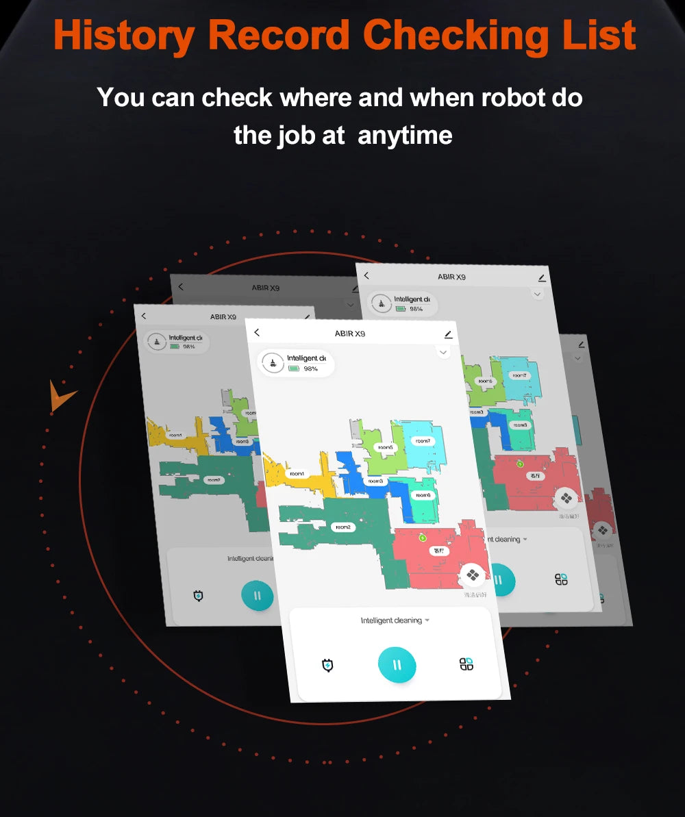 Robot Vacuum Cleaner ABIR X9,Laser Lidar,6500pa Suction,Multi-Floor Map,Dual UV Cleaing,APP Restricted Area,Smart Home Mop