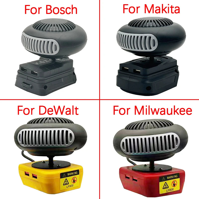 Portable Lithium Electric Power Warm Air Blower Fan Heater Hot&Cold Wind Dual Mode for Makita for Bosch for DeWalt for Milwaukee