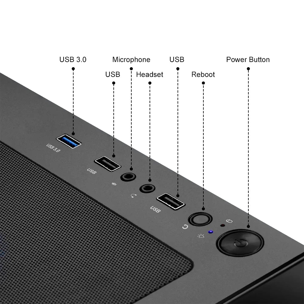 RSION Gaming PC Sea View Room AMD R5 5600 CPU RTX5060 32G RAM 1TB SSD Desktop Game Computer Assembled PC Gamer Full