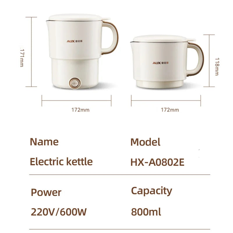 800ml Foldable Electric Kettle, Portable Cooking Pot, Multi Stove Travel Kettle, Tea Pot, Heating Cup, 304 Stainless Steel Slow