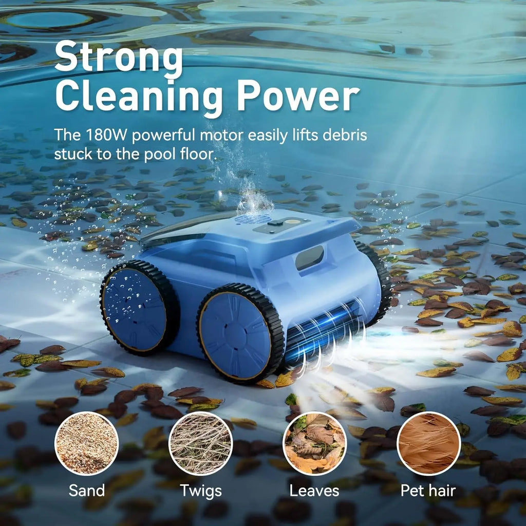 Cordless Robotic Pool Cleaner, 180 Mins Runtime Self-Parking Pool Vacuum For Above Ground Pools, Wall Climbing Automatic Pool Ro