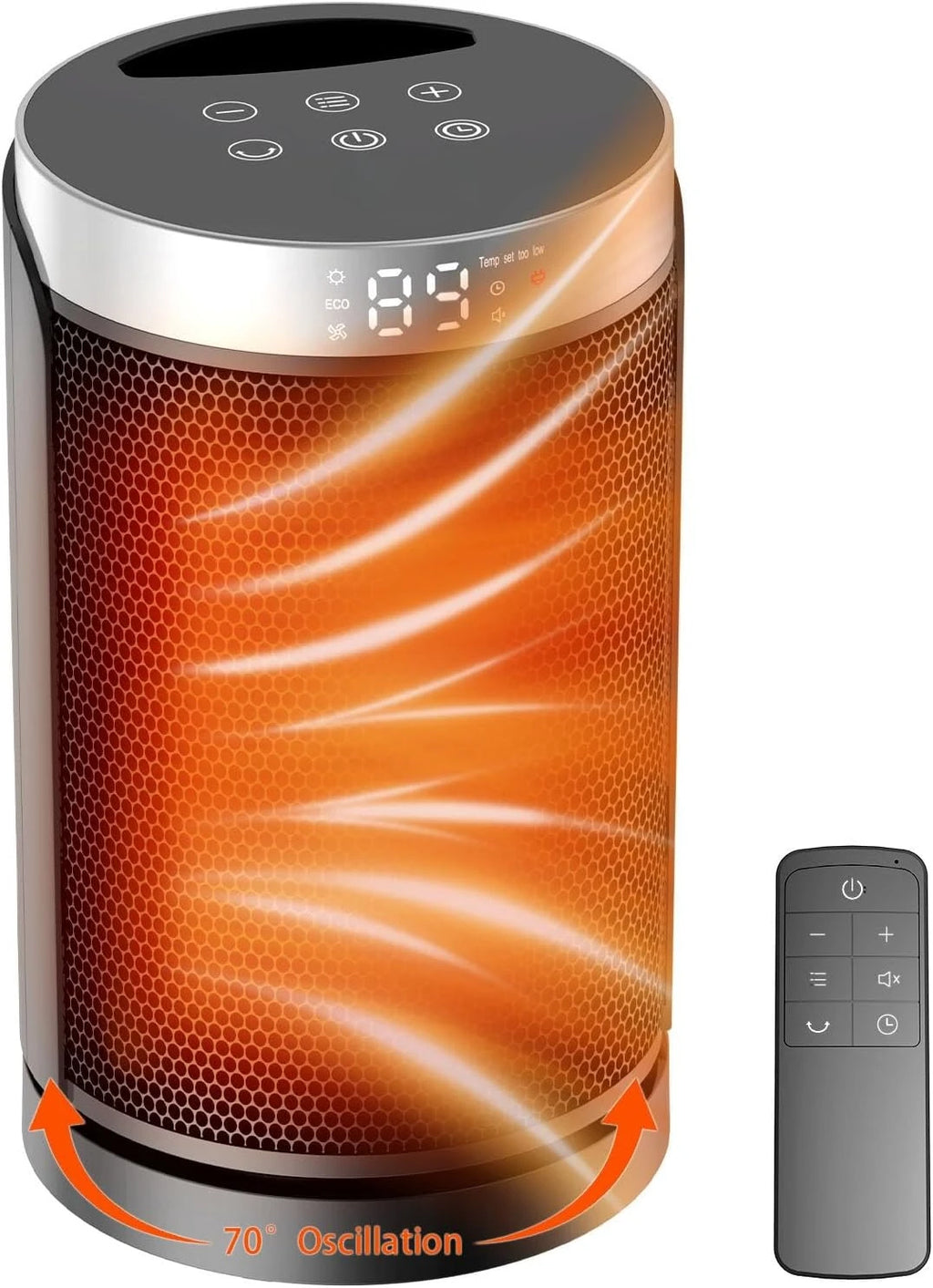 2026 New Upgrade Space Heater, Portable Electric Heaters For Indoor Use,70°Oscillation | Thermostat, Remote Control