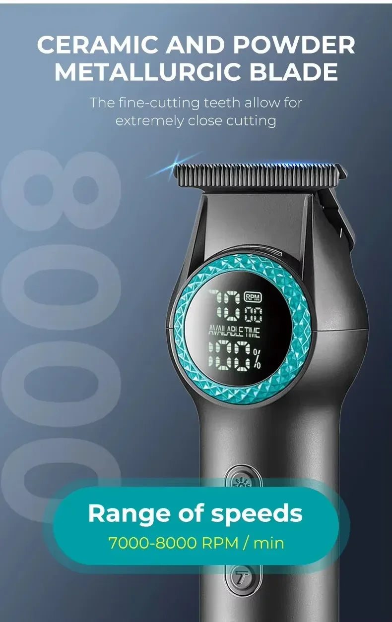 VGR Hair Trimmer Professional Trimmer 8000 RPM Hair Cutting Machine Electric Barber Clippers LED Cordless Clipper for Men V-990