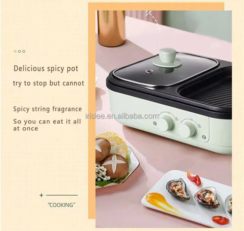 High Quality 2 in 1 Barbecue Cooking Pot Multi Functional Frying Pan Electric Hot Pot
