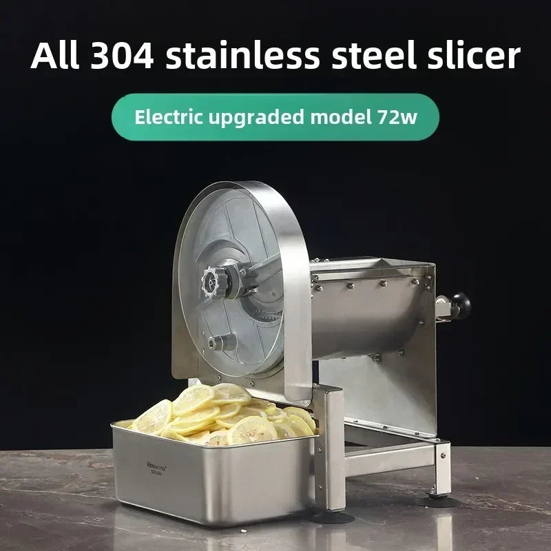 Commercial stainless steel electric slicer for cutting garlic and lemon slices, fruit slices and thin slices