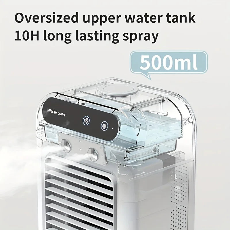 USB Desktop Humidifier Fan Water Tank Mini Air Cooler Portable Cooling Device 1800mAh Lithium Battery Low Voltage Operation Fan