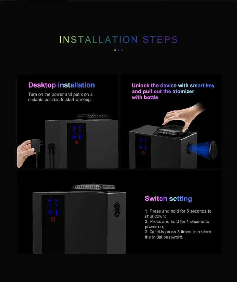 900m³ Professional Aroma Diffuser Bluetooth/wifi Smell Distributor Electric Smell for Home HVAC Waterless Essential Oil Diffuser