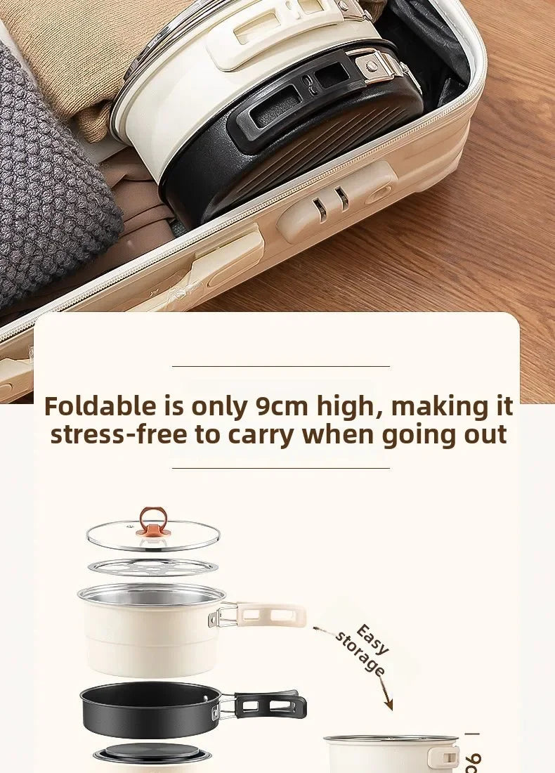 110V/220V Electric Cooker Portable Cooking Pot Foldable Hotpot 1.6L Multi cookers Split Type Rice Cooker Frying Pan Home Travel