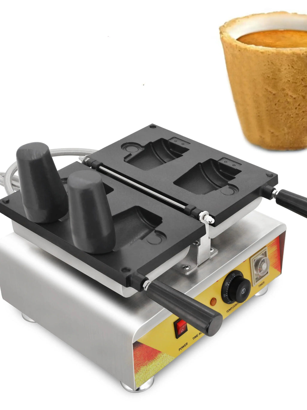 Commercial Electric Coffee Cup Shape Waffle Machine Put Coffee Milk Tea And Milk Ice Cream Snack Cake Make Kitchen Appliance